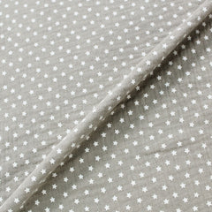 Pale grey star print double gauze fabric