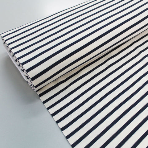 Navy and Ecru Breton Stripe fabric