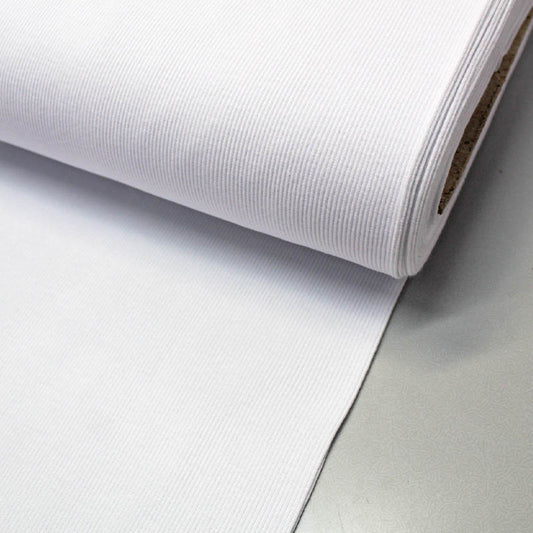 1x1 Circular Cotton Elastane Ribbing - White