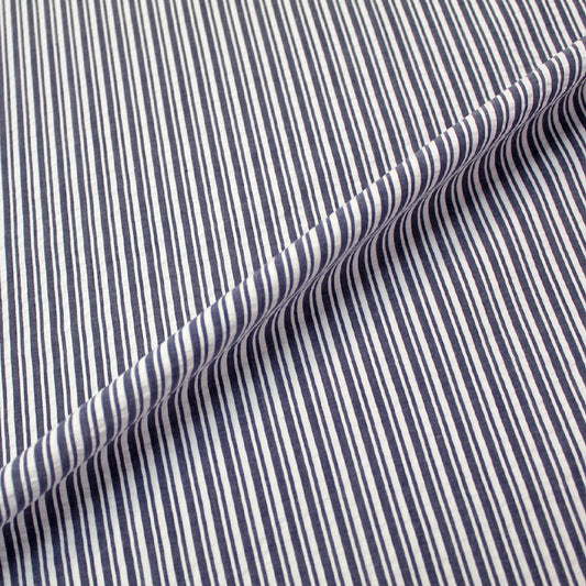 Grey Blue and White Striped Seersucker Fabric