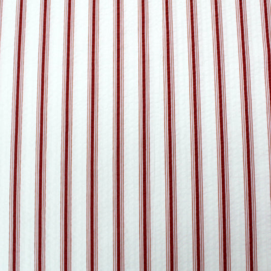 Red and White Striped Seersucker Fabric