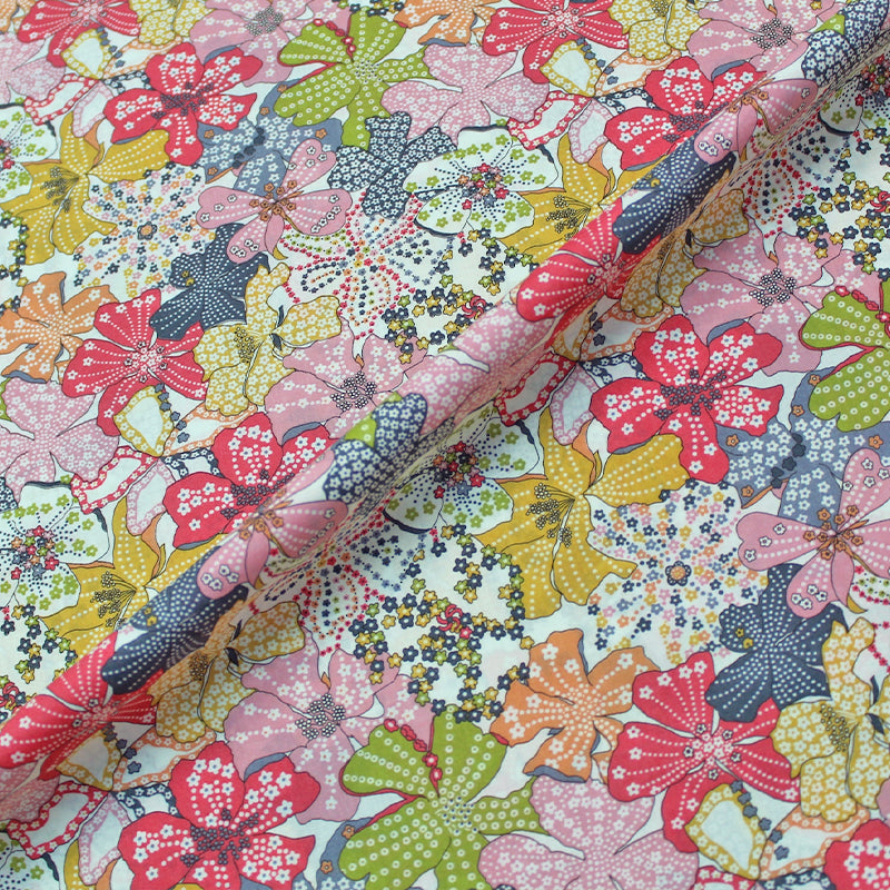 100% Cotton Tana Lawn™  Liberty Fabrics Floral Cotton Lawn - Mauvey - Tangerine