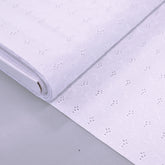 100% Cotton  White Broderie Anglais Fabric - Bouquet
