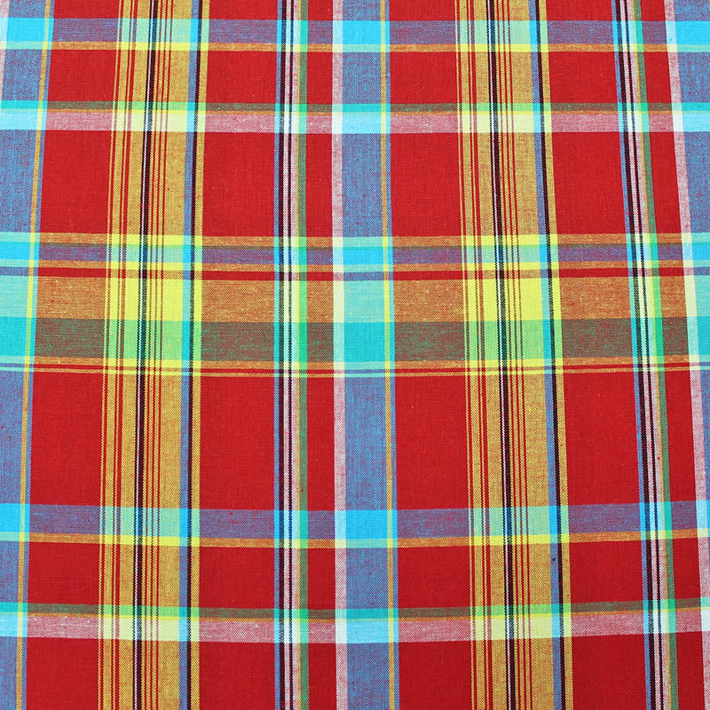 Red Check Madras Cotton Fabric