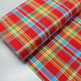 Red Check Madras Cotton Fabric