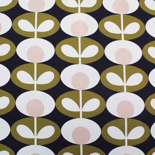 Orla Kiely Home Furnishing Fabric Oval Flower - Seagrass