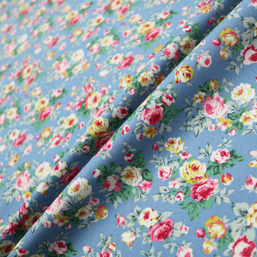 Roses Print Cotton - Blue
